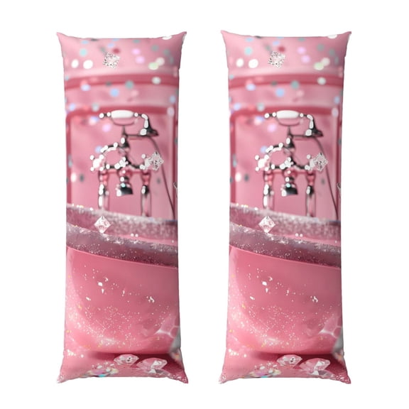 Rateoe Long Body Pillow Cover, 20x54 Inches Body Pillow Cases, Soft Brushed Microfiber Zipper Design, Glittering Pink Bathtub -Pillows Not Included