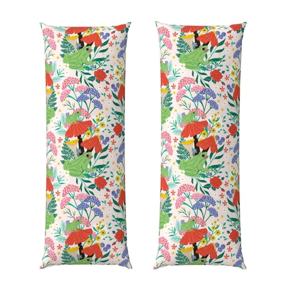 Rateoe Long Body Pillow Cover, 20x54 Inches Body Pillow Cases, Soft Brushed Microfiber Zipper Design, Mushroom and Frogs -Pillows Not Included