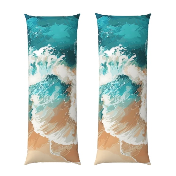 Rateoe Long Body Pillow Cover, 20x54 Inches Body Pillow Cases, Soft Brushed Microfiber Zipper Design, Ocean Wave Crash -Pillows Not Included