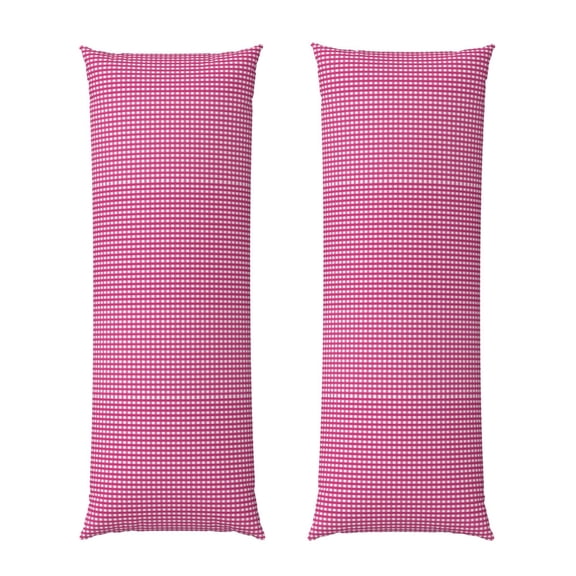 Rateoe Long Body Pillow Cover, 20x54 Inches Body Pillow Cases, Soft Brushed Microfiber Zipper Design, Pink Gingham -Pillows Not Included