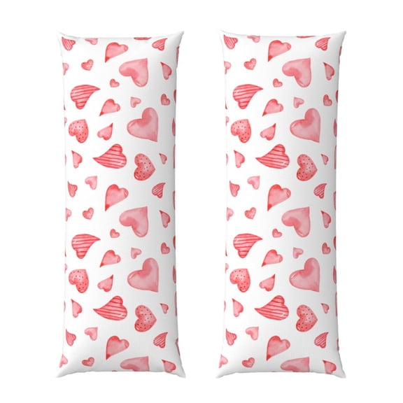 Rateoe Long Body Pillow Cover, 20x54 Inches Body Pillow Cases, Soft Brushed Microfiber Zipper Design, Pink Hearts -Pillows Not Included