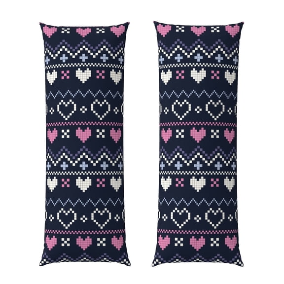 Rateoe Long Body Pillow Cover, 20x54 Inches Body Pillow Cases, Soft Brushed Microfiber Zipper Design, Pixel Heart Winter -Pillows Not Included