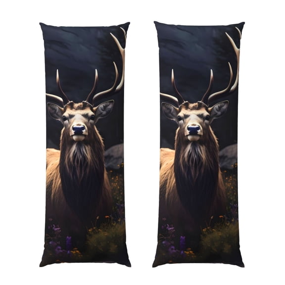 Rateoe Long Body Pillow Cover, 20x54 Inches Body Pillow Cases, Soft Brushed Microfiber Zipper Design, Regal Stag In Forest -Pillows Not Included