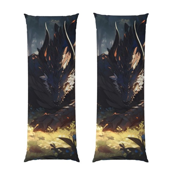 Rateoe Long Body Pillow Cover, 20x54 Inches Body Pillow Cases, Soft Brushed Microfiber Zipper Design, Sleeping Dragon In Forest -Pillows Not Included