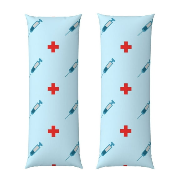 Rateoe Long Body Pillow Cover, 20x54 Inches Body Pillow Cases, Soft Brushed Microfiber Zipper Design, Syringe And Red Cross -Pillows Not Included