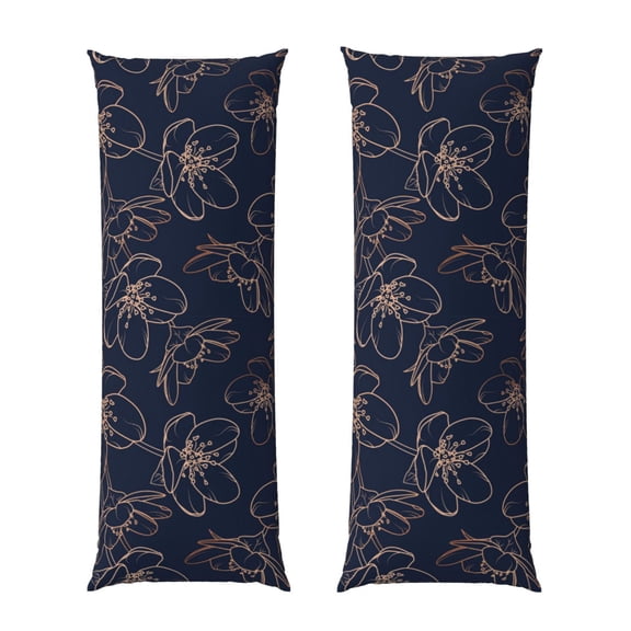 Rateoe Long Body Pillow Cover, 20x54 Inches Body Pillow Cases, Soft Brushed Microfiber Zipper Design, Copper-Gold Gloss Outline Cherry -Pillows Not Included