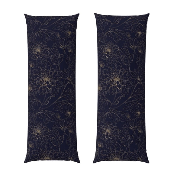 Rateoe Long Body Pillow Cover, 20x54 Inches Body Pillow Cases, Soft Brushed Microfiber Zipper Design, Copper-Gold Gloss Outline Chrysanthemum -Pillows Not Included