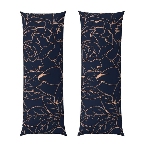 Rateoe Long Body Pillow Cover, 20x54 Inches Body Pillow Cases, Soft Brushed Microfiber Zipper Design, Copper-Gold Gloss Outline Flower -Pillows Not Included