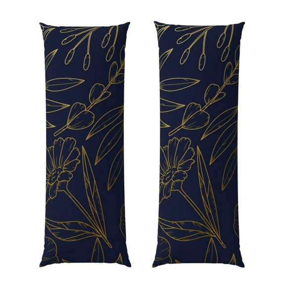 Rateoe Long Body Pillow Cover, 20x54 Inches Body Pillow Cases, Soft Brushed Microfiber Zipper Design, Copper-Gold Gloss Outline Flower -Pillows Not Included