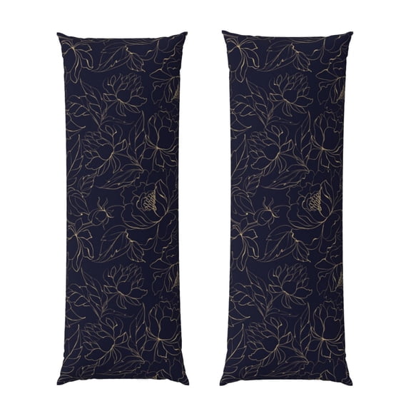Rateoe Long Body Pillow Cover, 20x54 Inches Body Pillow Cases, Soft Brushed Microfiber Zipper Design, Copper-Gold Gloss Outline Peony -Pillows Not Included