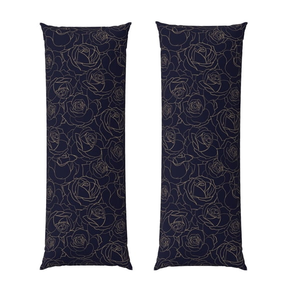Rateoe Long Body Pillow Cover, 20x54 Inches Body Pillow Cases, Soft Brushed Microfiber Zipper Design, Copper-Gold Gloss Outline Rose1 -Pillows Not Included