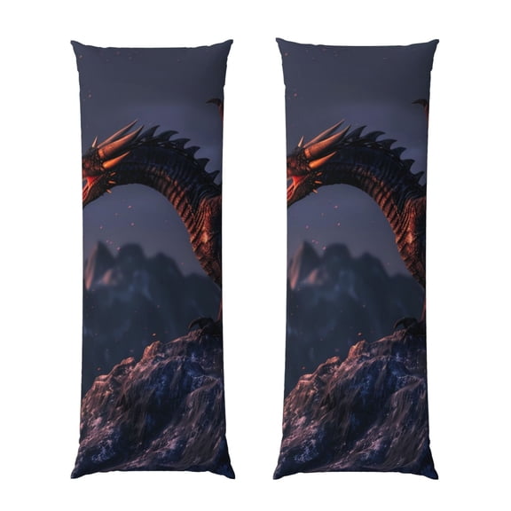 Rateoe Long Body Pillow Cover, 20x54 Inches Body Pillow Cases, Soft Brushed Microfiber Zipper Design, Fire Breathing Dragon Twilight -Pillows Not Included
