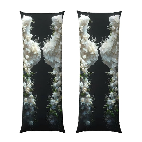 Rateoe Long Body Pillow Cover, 20x54 Inches Body Pillow Cases, Soft Brushed Microfiber Zipper Design, Floral Angelic White Wings -Pillows Not Included