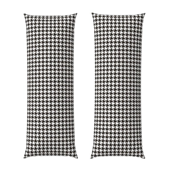 Rateoe Long Body Pillow Cover, 20x54 Inches Body Pillow Cases, Soft Brushed Microfiber Zipper Design, Houndstooth Black And White -Pillows Not Included