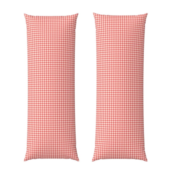 Rateoe Long Body Pillow Cover, 20x54 Inches Body Pillow Cases, Soft Brushed Microfiber Zipper Design, Houndstooth With Red And White -Pillows Not Included