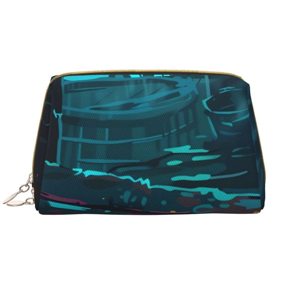 Rateoe Lost Golden Key for Travel Makeup Bag,Large Capacity Cosmetic Bags for Women,Waterproof Portable Pouch Open Flat Toiletry Bag Make up Organizer