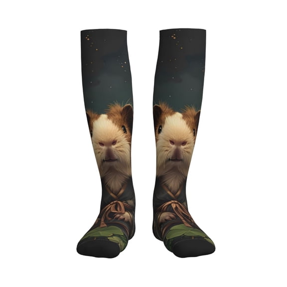 Rateoe Lotus Leaf Starry Sky Guinea Pig Compression Socks for Women and Men 20-30mmHg-Circulation Support Socks Knee High Nurse Pregnant Running Medical and Travel Athletic