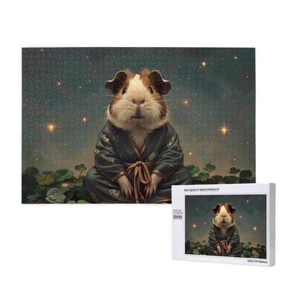 Rateoe Lotus Leaf Starry Sky Guinea Pig Pattern Wooden Picture Puzzle ,1000 Piece Jigsaw Puzzle ,Family Fun Puzzle, Home Dcor Puzzle, Gift Puzzle(Horizontal style)