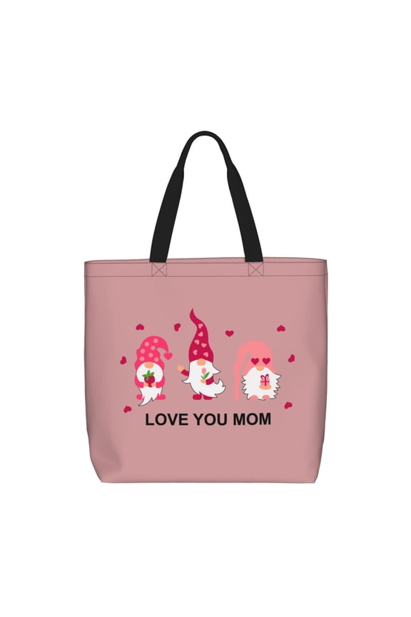 Love You Mom Print Lightweight Tote Bag for Women, Water-Resistant Shoulder Bag with Zipper, Spacious Casual Handbag for Work, School, Shopping