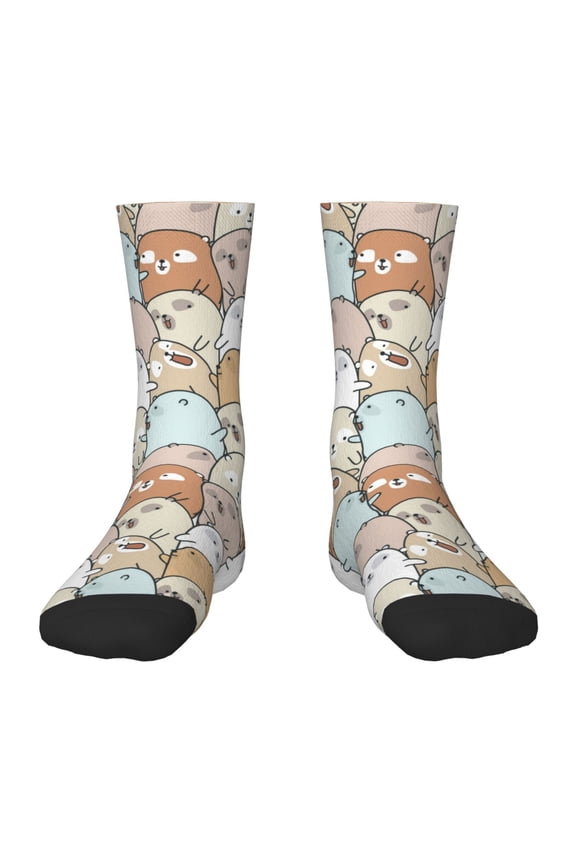 Lovely Bear Pattern Children's Socks, Socks Gifts ,kids Crew Soft Cotton Socks , Moisture-Wicking, Durable, Ideal for Daily Wear & Sports