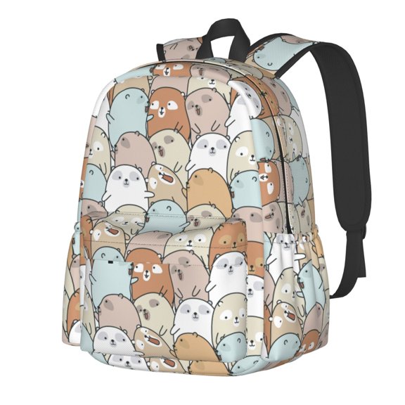 Rateoe Lovely Bear Pattern Student Backpack,Backpack for School,Lightweight Bag,Travel Backpack,Outdoor Backpack,Large Capacity Backpack