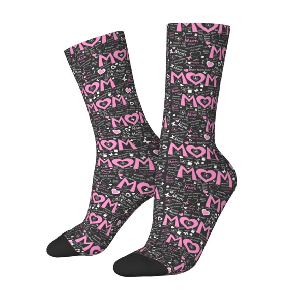 Rateoe Lovely Mom Ever for Women Casual Calf Socks - Cute Crew Socks - Thin Soft Above Ankle Socks Size 5-11