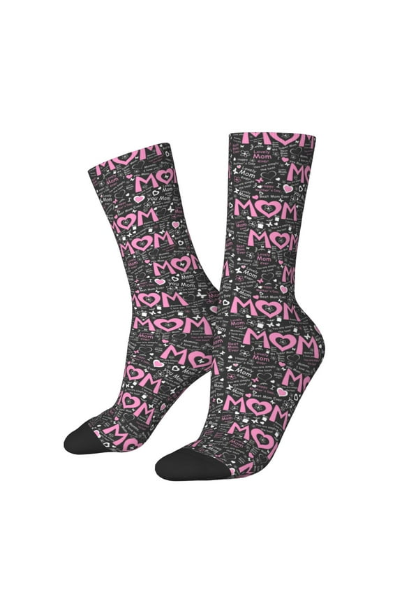 Lovely Mom Ever for Women Casual Calf Socks - Cute Crew Socks - Thin Soft Above Ankle Socks Size 5-11