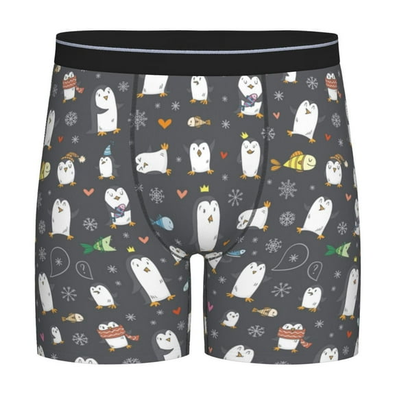 Rateoe Lovely Penguin Print Men’s Underwear Boxer Briefs Soft Comfortable Underwear Boxer Briefs, Long Leg Briefs,Anti-chafing Boxer Briefs