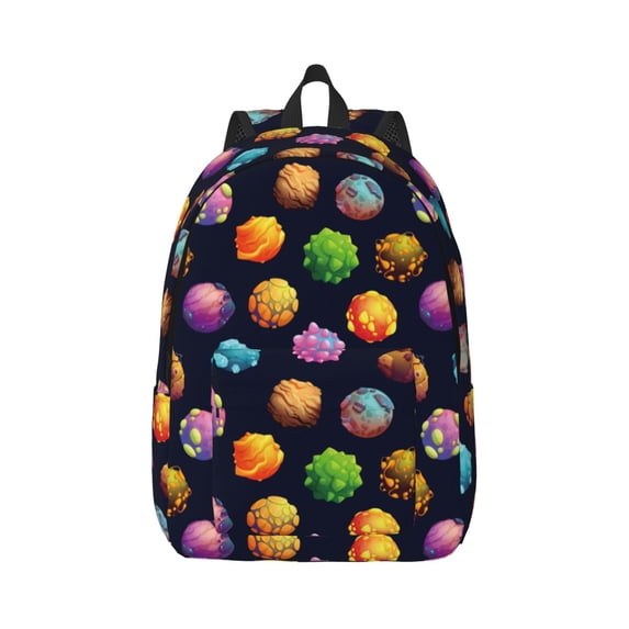 Rateoe Lovely Planet Pattern Canvas College Laptop Backpack,Travel Daypack,Durable Rucksack Travel Notebook Bag School Backpack Book Bag for Men Women-Small