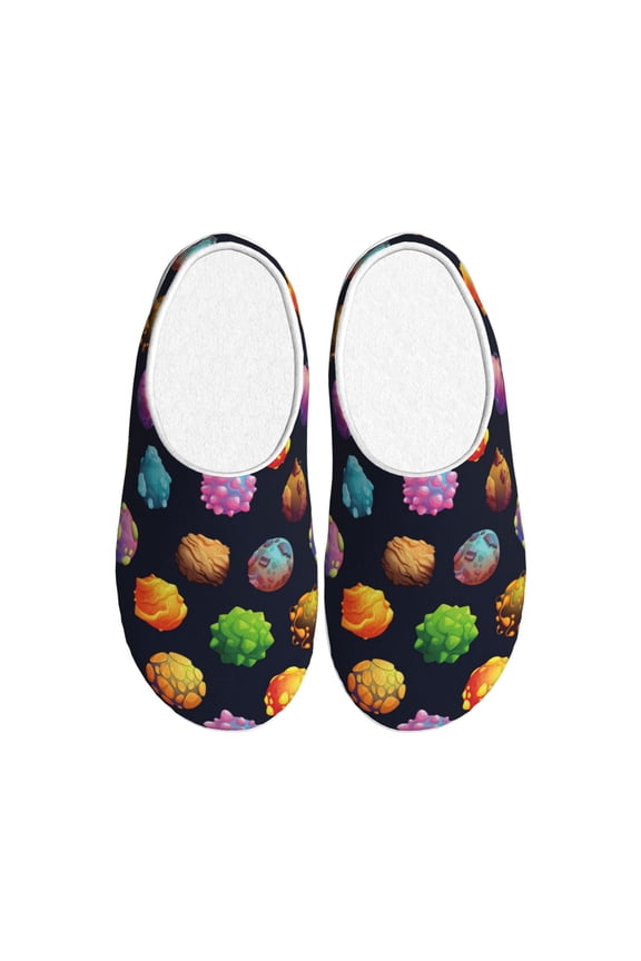Lovely Planet Print Women's Men's Cotton Knit Slippers Lightweight Memory Foam Indoor House Shoes with Anti-Skid Sole-44/45