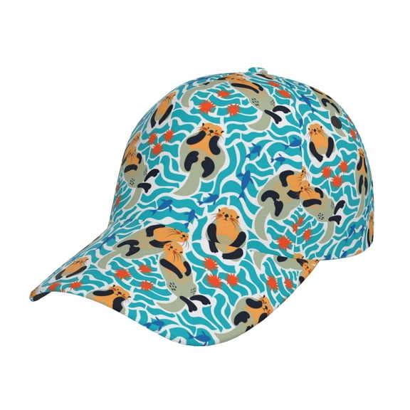 Rateoe Lovely Sea Otters Pattern Baseball Cap Outdoor Cap Mountain Dad Hat - Unstructured Soft Cotton Cap-Adjustable UV Protection Cap