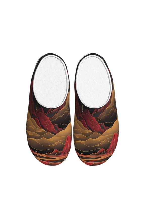Lunar Mountains Golden Rivers Print Women's Men's Cotton Knit Slippers Lightweight Memory Foam Indoor House Shoes with Anti-Skid Sole-44/45