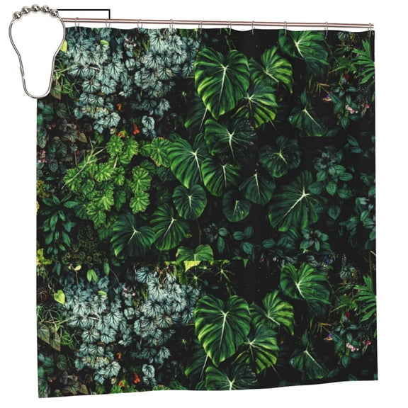 Rateoe Lush Foliage Green Plant Shower Curtain - Fancy Bathroom Shower Curtain Sets - Waterproof Shower Curtain with Hooks with 12 Plastic Hooks 72x72 Inches