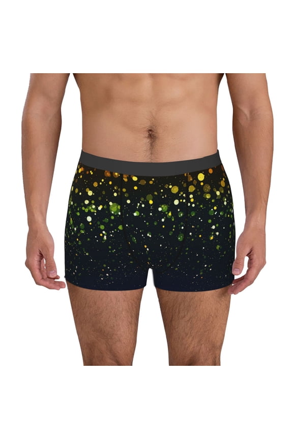 Luxury golden sparkle Mens Boxer Briefs Poly Spandex Performance Boxer Briefs Underwear Hem Boxer Briefs-Small