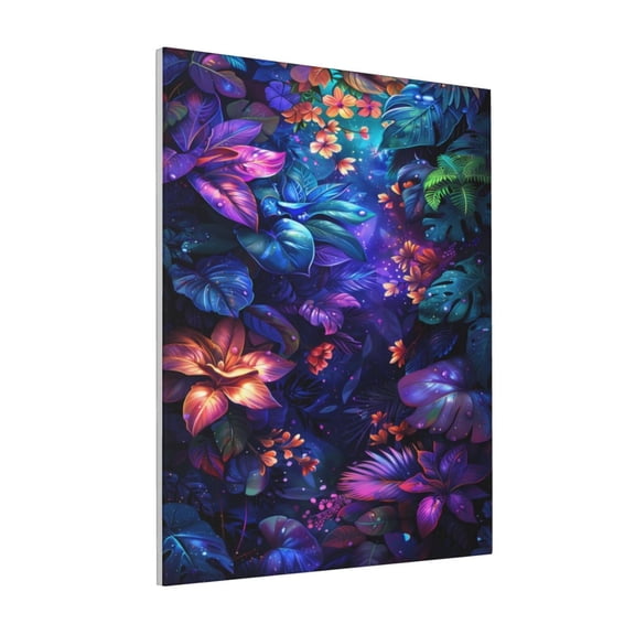Rateoe Magic Colorful Forest Leaves Pattern Decorative Picture – Unique Modern Wall Art, Ready-to-Hang Canvas Print for Home (Vertical)
