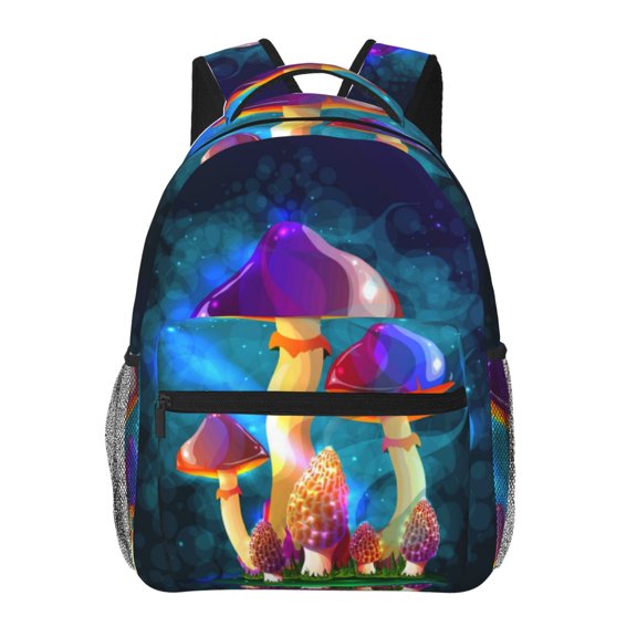 Rateoe Magic Mushrooms ,Fireflies Pattern Casual Backpack for School, Work, Travel  Adjustable Straps, Multiple Compartments  Ergonomic Design, Fits Laptops and Tablets