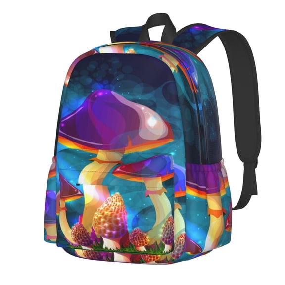 Rateoe Magic Mushrooms ,Fireflies Pattern Student Backpack,Backpack for School,Lightweight Bag,Travel Backpack,Outdoor Backpack,Large Capacity Backpack