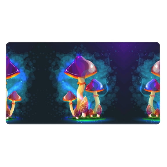 Rateoe Magic Mushrooms ,Fireflies Print Mouse Pad - Extended Large Gaming Mousepad,Non-Slip Stitched Edge,16x29.5 Inch