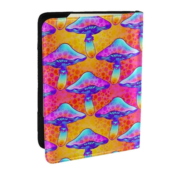 Rateoe Magic Mushrooms Pattern Passport Holder Wallet Leather Mulit-purpose Travel Wallet Credit Cards Case ,Passport Cover for Women Men-6.5 in