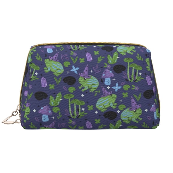 Rateoe Magic Toads in Hats for Travel Makeup Bag,Large Capacity Cosmetic Bags for Women,Waterproof Portable Pouch Open Flat Toiletry Bag Make up Organizer