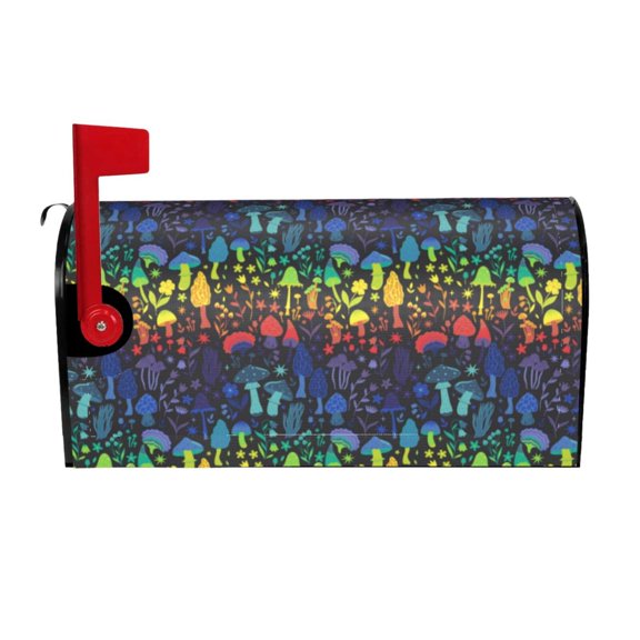 Rateoe Magical Mushrooms and Flowers Printed Mailbox Covers - Easy to Install Fall, Winter, Spring, Summer Mailbox Cover - Weather and UV-Resistant Mailbox Decor - Mailbox Magnetic Covers-25.5x21 in