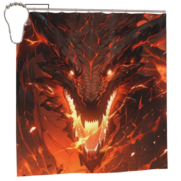 Rateoe Magma Fire Black Dragon Shower Curtain - Fancy Bathroom Shower Curtain Sets - Waterproof Shower Curtain with Hooks with 12 Plastic Hooks 72x72 Inches
