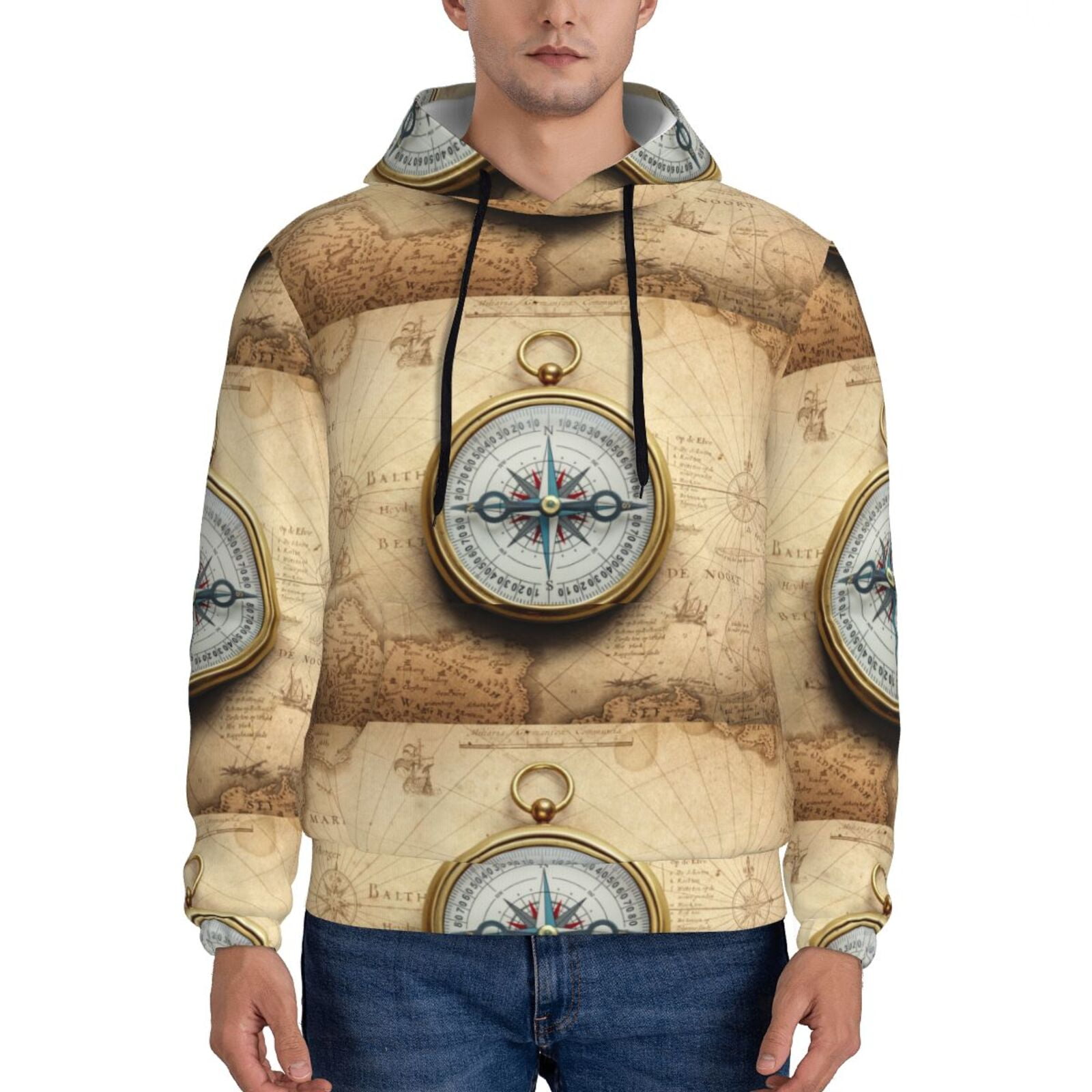 Compass Direction Pattern Print Hooded Blanket main image 1
