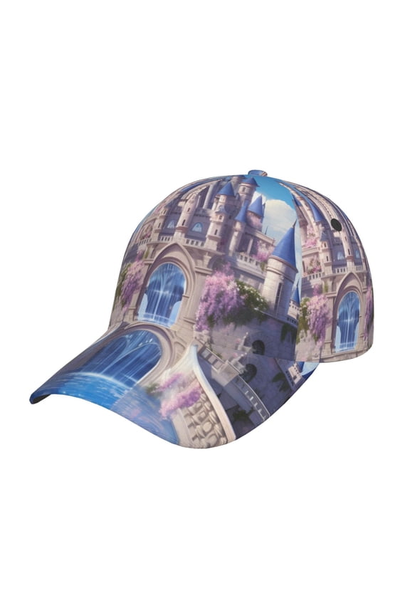Majestic Fantasy Castle Pattern Mens Baseball Cap  Adjustable Curved Brim Hat, Soft Cotton Sports Cap for Outdoor, Casual, and Everyday Wear, Comfortable & Breathable