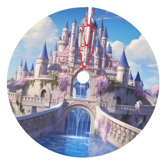 Rateoe Majestic Fantasy Castle Print Christmas Tree Skirt 36" for Xmas Holiday New Year Party Circle Tree Mat Ornaments Decoration