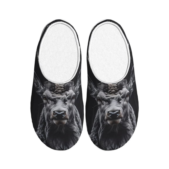 Rateoe Majestic Forest Stag Print Women's Men's Cotton Knit Slippers Lightweight Memory Foam Indoor House Shoes with Anti-Skid Sole-39/40