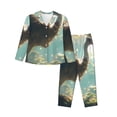 thumbnail image 1 of Rateoe Majestic Ostrich In Forest Pattern Womens Pajamas Set Long Sleeve Sleepwear Button Down Nightwear Soft Cotton Pj Lounge Sets-Large, 1 of 7