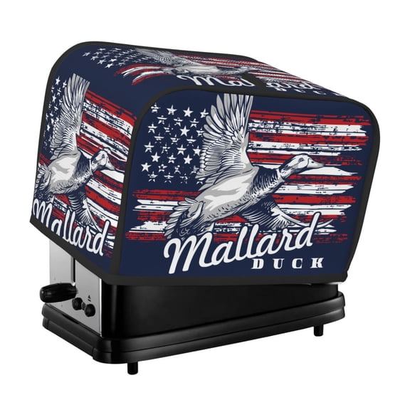 Rateoe Mallard Duck With American Flag Pattern Toaster Covers 2 Slice Wide Slot,Bread Machine Cover,Bread Dust Cover & Fingerprint Protection,Appliance Covers