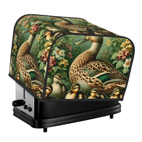 Rateoe Mallard Duck And Flowers Pattern Toaster Covers 4 Slice Wide Slot,Bread Machine Cover,Bread Dust Cover & Fingerprint Protection,Appliance Covers