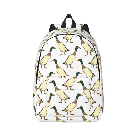 Rateoe Mallard Ducks Pattern Canvas College Laptop Backpack,Travel Daypack,Durable Rucksack Travel Notebook Bag School Backpack Book Bag for Men Women-Small